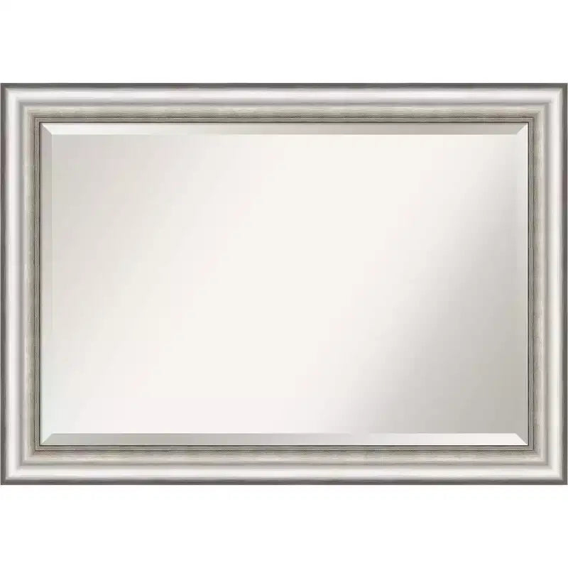 41" x 29" Salon Framed Wall Mirror Silver - Amanti Art: Modern Beveled, No Assembly Required