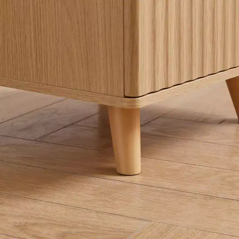 Table de Chevet Moderne en Bois avec 2 Tiroirs, Étagère Ouverte et Station de Charge