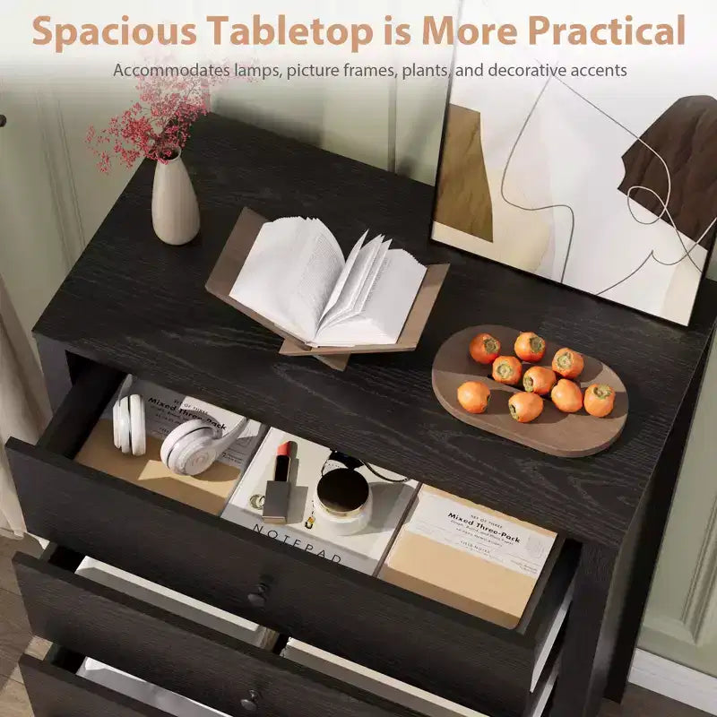 5 Drawer Dresser for Bedroom, Wood Storage Chest with Deep Drawers, Modern Simple Dresser for Living Room Hallway