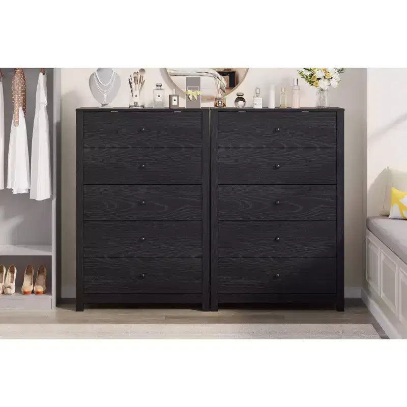 5 Drawer Dresser for Bedroom, Wood Storage Chest with Deep Drawers, Modern Simple Dresser for Living Room Hallway