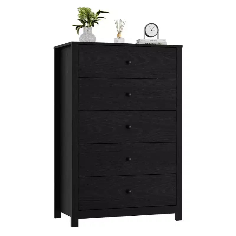 5 Drawer Dresser for Bedroom, Wood Storage Chest with Deep Drawers, Modern Simple Dresser for Living Room Hallway