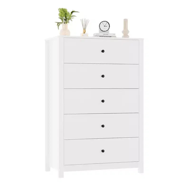 5 Drawer Dresser for Bedroom, Wood Storage Chest with Deep Drawers, Modern Simple Dresser for Living Room Hallway