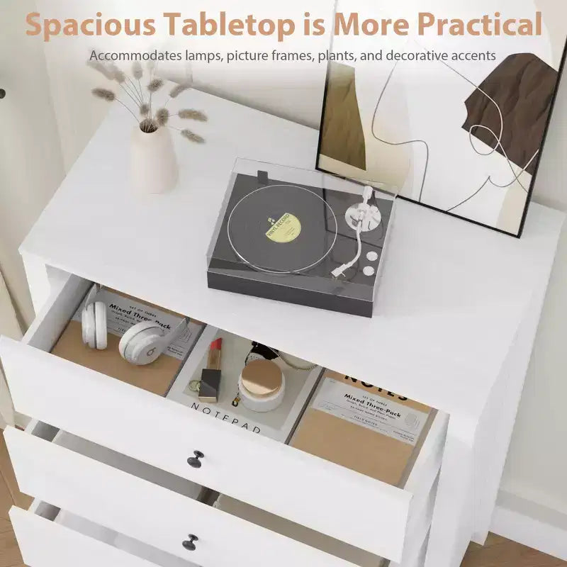 5 Drawer Dresser for Bedroom, Wood Storage Chest with Deep Drawers, Modern Simple Dresser for Living Room Hallway