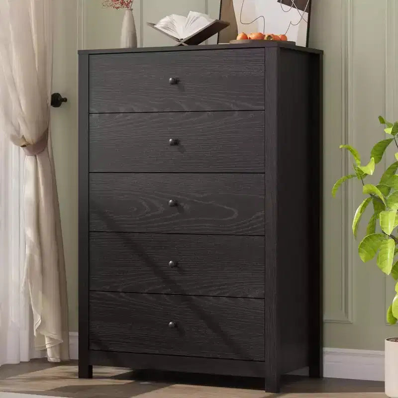 5 Drawer Dresser for Bedroom, Wood Storage Chest with Deep Drawers, Modern Simple Dresser for Living Room Hallway