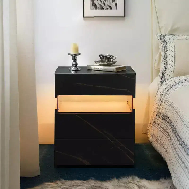 LED LED Lighted 3 Drawer Nightstand for Bedroom Living Room