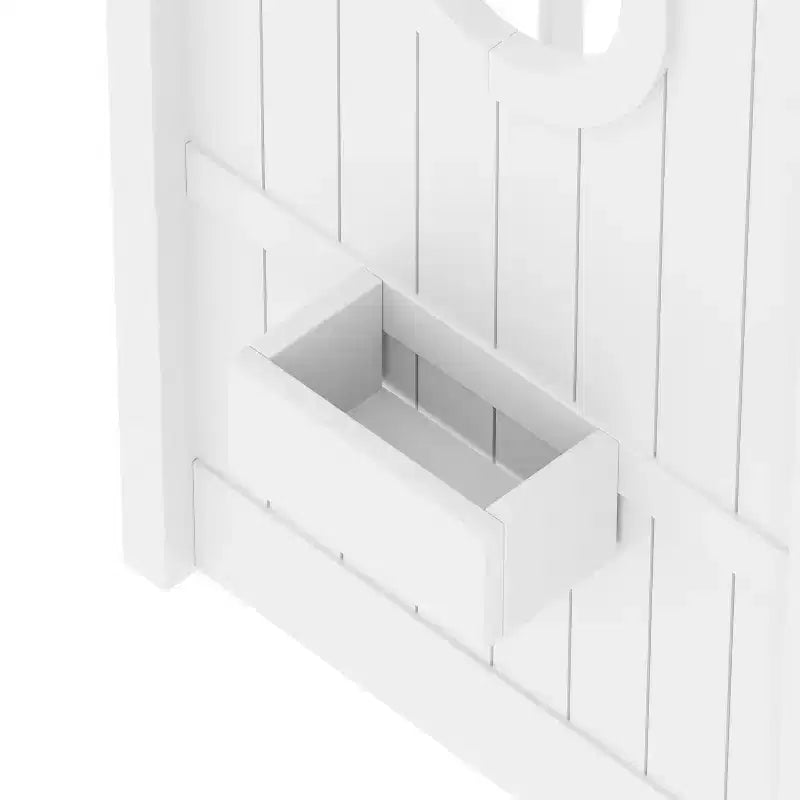 Full Floor House Bed for Kids with Storage Shelf and Roof Design, White