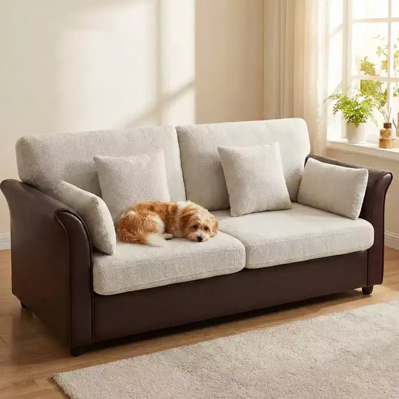 Dyonery 78 odern Loveseat Sofa for Living Room, Soft Upholstery Corner Chair Sofa Couch with Padded Cushion & Rounded Edges & Solid Wood Frame.