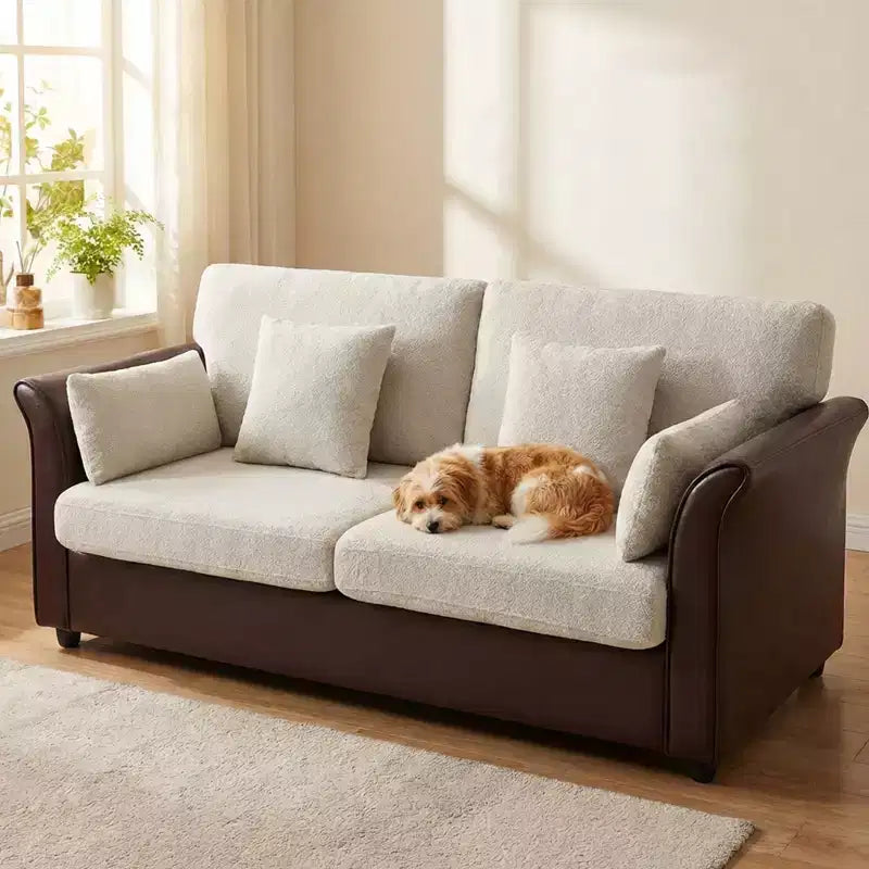 78" Modern Loveseat Sofa for Living Room, Soft Upholstery Corner Chair Sofa Couch with Padded Cushion & Rounded Edges & Solid Wood Frame
