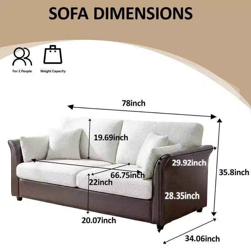 78" Modern Loveseat Sofa for Living Room, Soft Upholstery Corner Chair Sofa Couch with Padded Cushion & Rounded Edges & Solid Wood Frame
