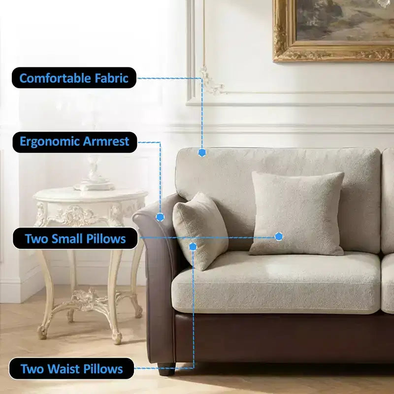 78" Modern Loveseat Sofa for Living Room, Soft Upholstery Corner Chair Sofa Couch with Padded Cushion & Rounded Edges & Solid Wood Frame