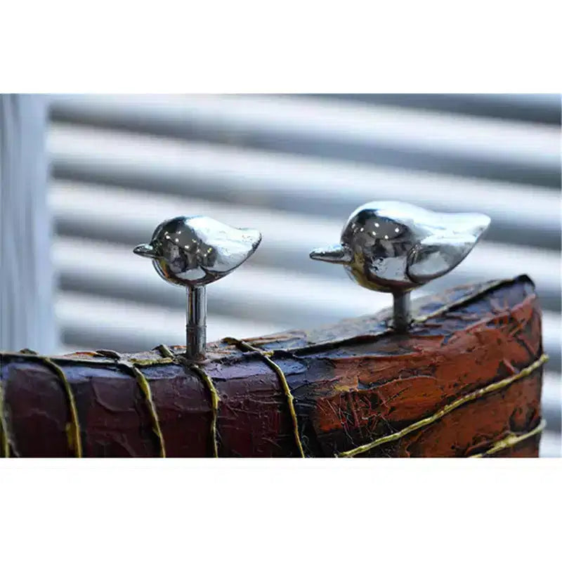 Elk & Two Birds Resin Sculpture - European Style Decor, Eco-Friendly Crafted Artwork