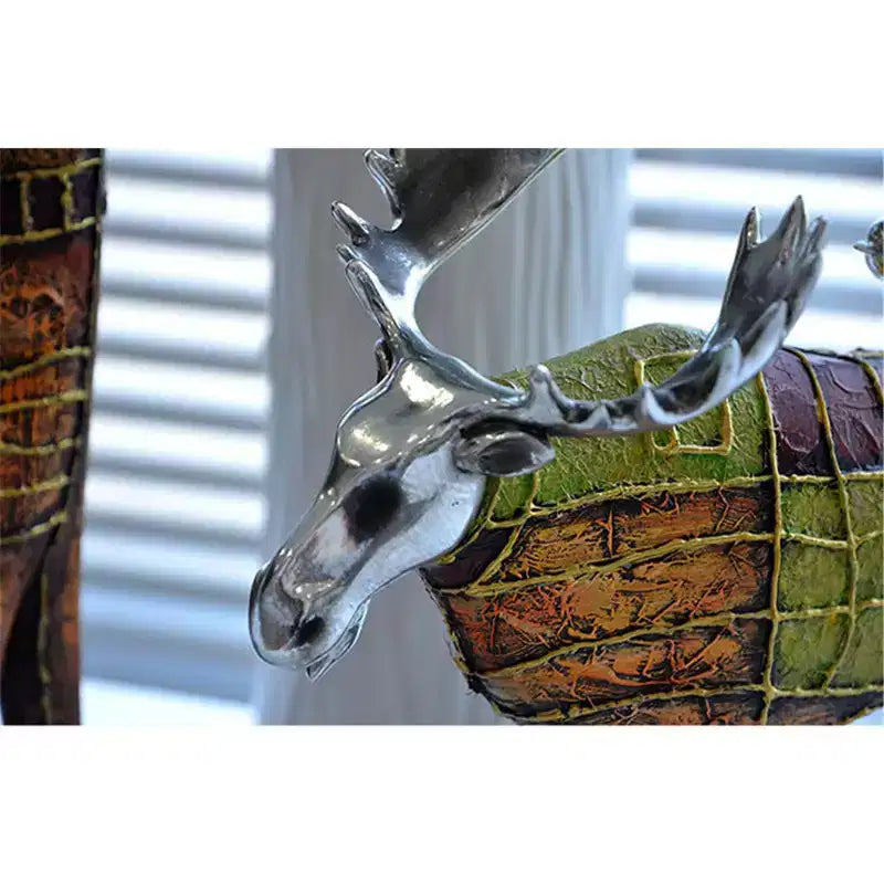 Elk & Two Birds Resin Sculpture - European Style Decor, Eco-Friendly Crafted Artwork