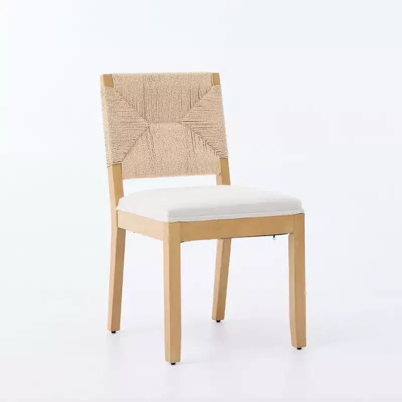 3-Piece Modern Dining Table, Round Pedestal Table and 2 Wood Chairs with Woven Backrest, for Small Dining Room