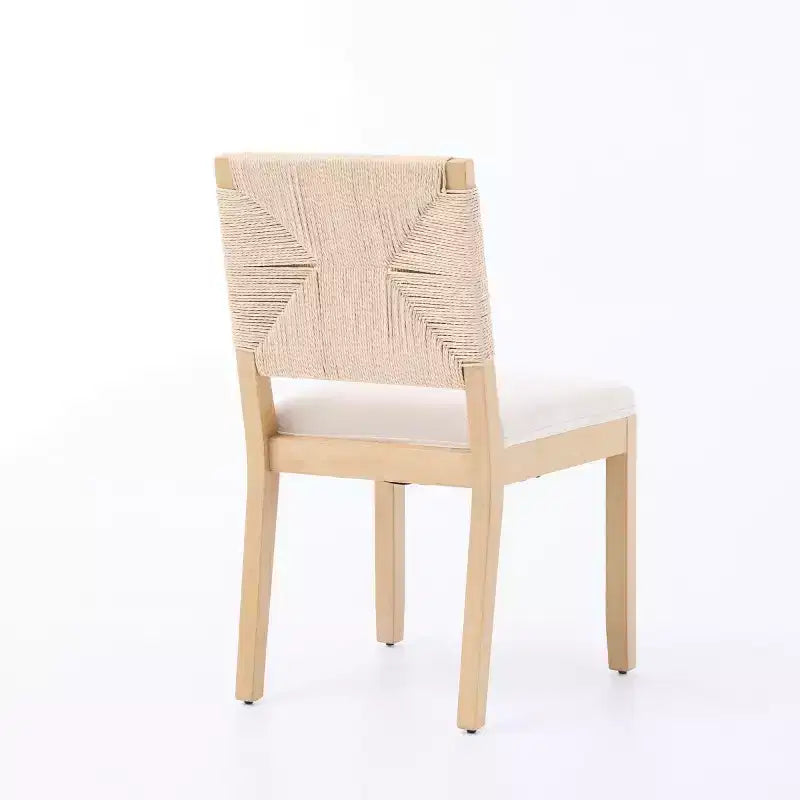 3-Piece Modern Dining Table, Round Pedestal Table and 2 Wood Chairs with Woven Backrest, for Small Dining Room