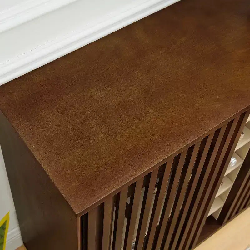 Modern 43" Wooden Fluted Buffet Cabinet with Rack and Wine Glass Holder