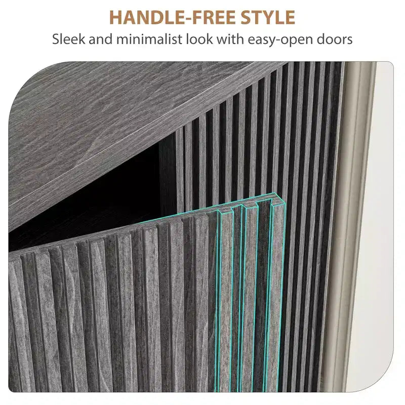 31.6 Inch Shoe Cabinet Storage for Entryway with Fluted Door,5-Tier Storage with 4 Adjustable Shelves, Rustic Entryway Shoe Bench for Hallway & Foyer