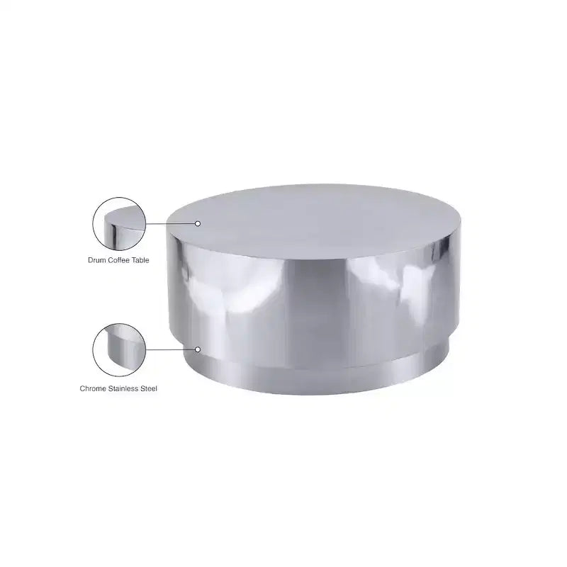 Stainless Steel Drum Coffee Table