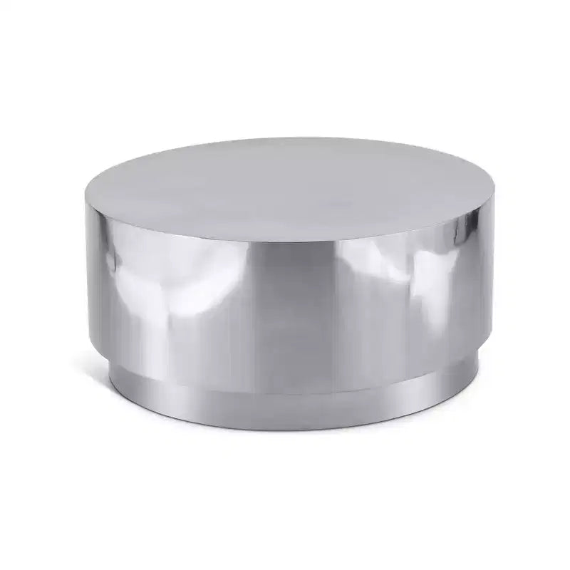 Table basse en tambour d'acier inoxydable