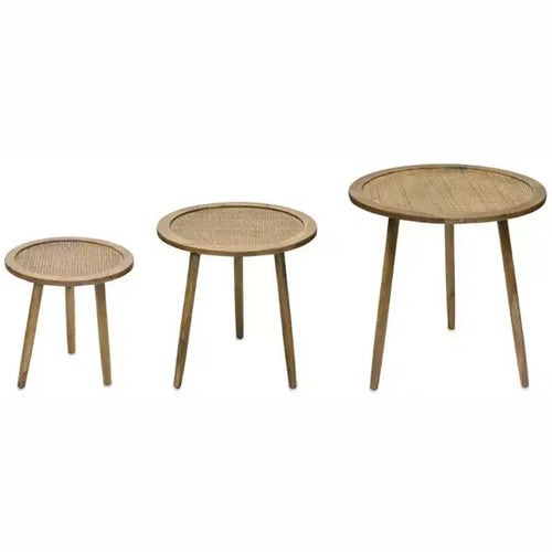 HomeRoots Set of Three 24 Brown Round End Tables