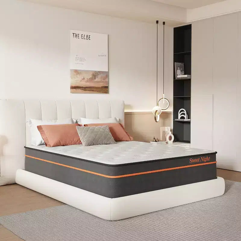 Matelas hybride à mémoire de forme mi-ferme de 10/12/14/16 pouces infusé de gel rafraîchissant