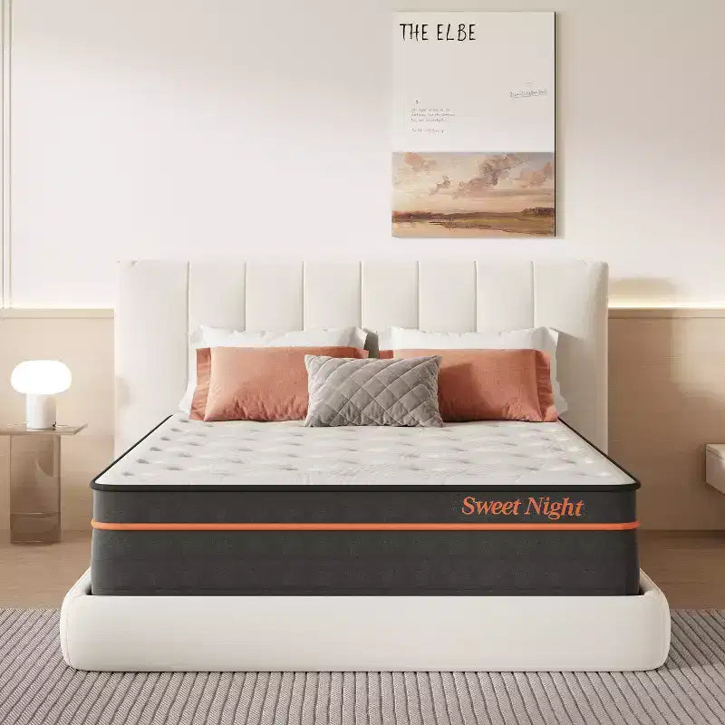 Matelas hybride à mémoire de forme mi-ferme de 10/12/14/16 pouces infusé de gel rafraîchissant