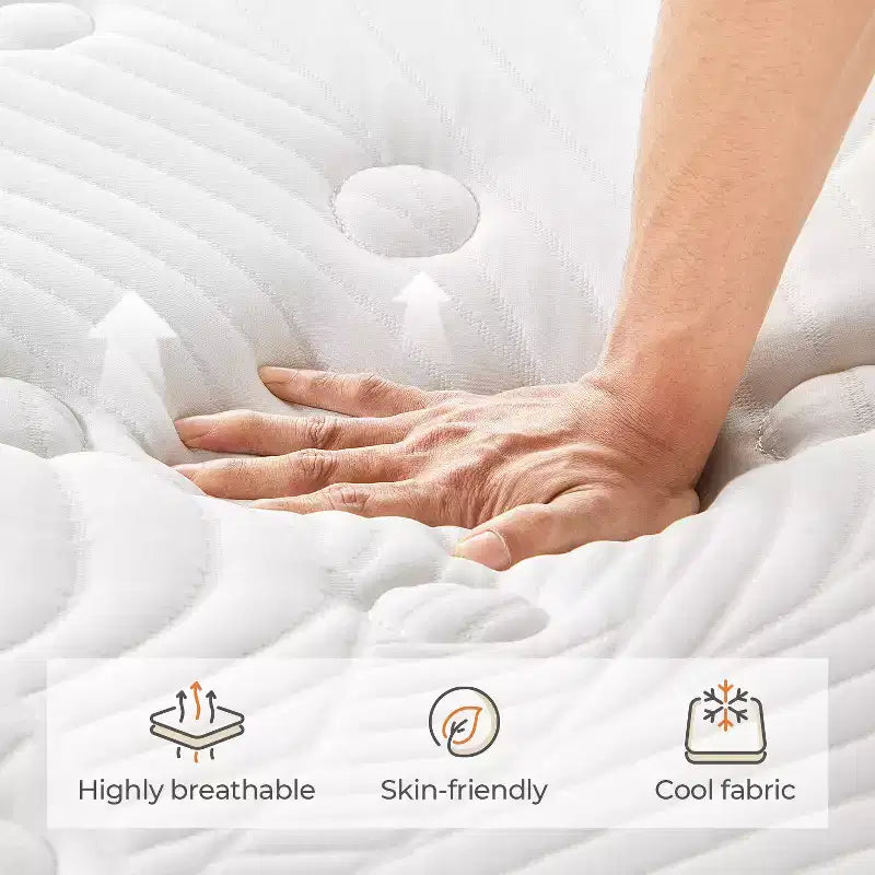 Matelas hybride à mémoire de forme mi-ferme de 10/12/14/16 pouces infusé de gel rafraîchissant