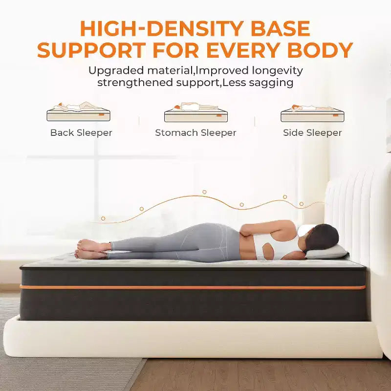Matelas hybride à mémoire de forme mi-ferme de 10/12/14/16 pouces infusé de gel rafraîchissant