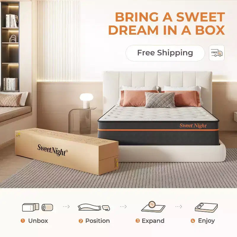 Matelas hybride à mémoire de forme mi-ferme de 10/12/14/16 pouces infusé de gel rafraîchissant