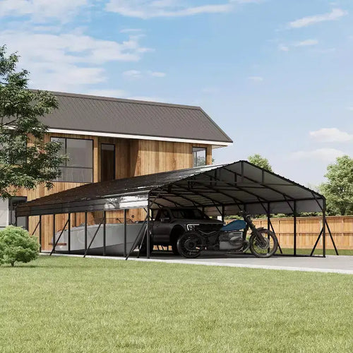 LinTimes 20x40 ft Metal Carport, Heavy-Duty Vehicle Shelter with Galvanized Steel Roof, Powder Coated Frame, Easy Setup for Cars Trucks RV Protection