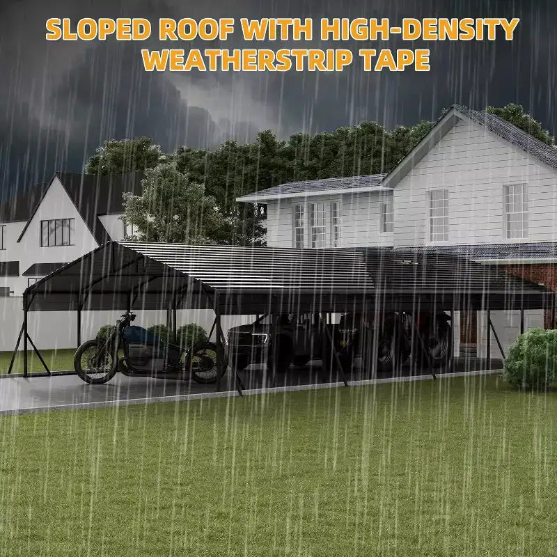 20x40 ft Metal Carport, Heavy-Duty Vehicle Shelter with Galvanized Steel Roof, Powder Coated Frame, Easy Setup for Cars Trucks RV Protection