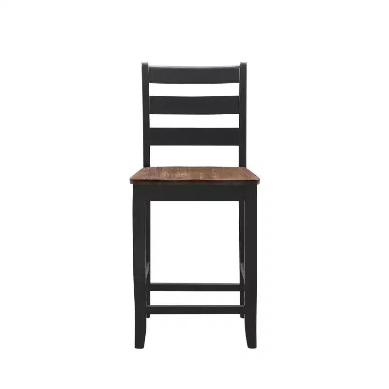 Tabouret de bar à hauteur de comptoir avec dossier en échelle, noir