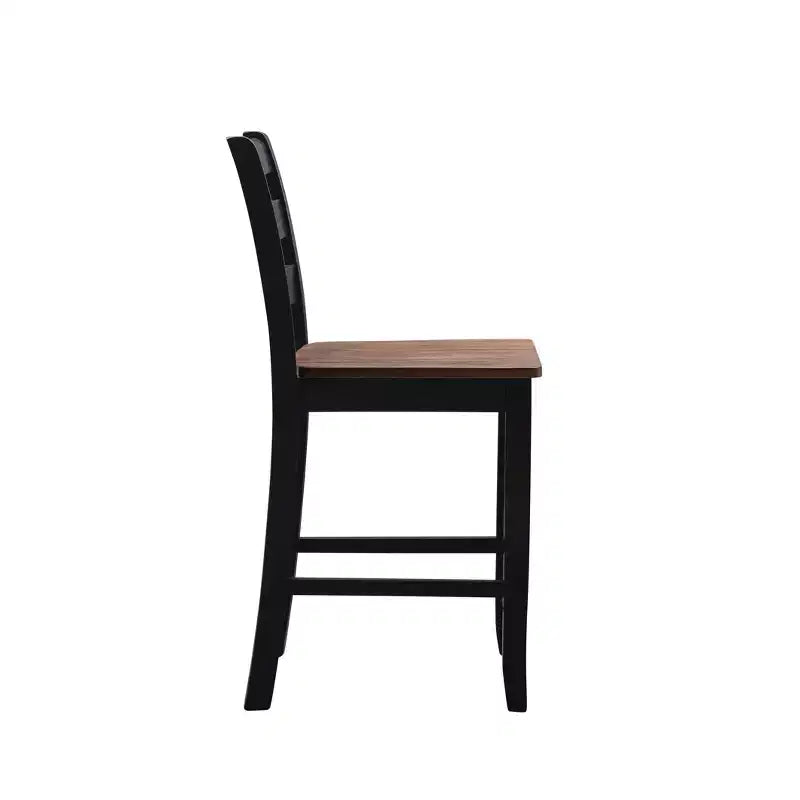 Tabouret de bar à hauteur de comptoir avec dossier en échelle, noir