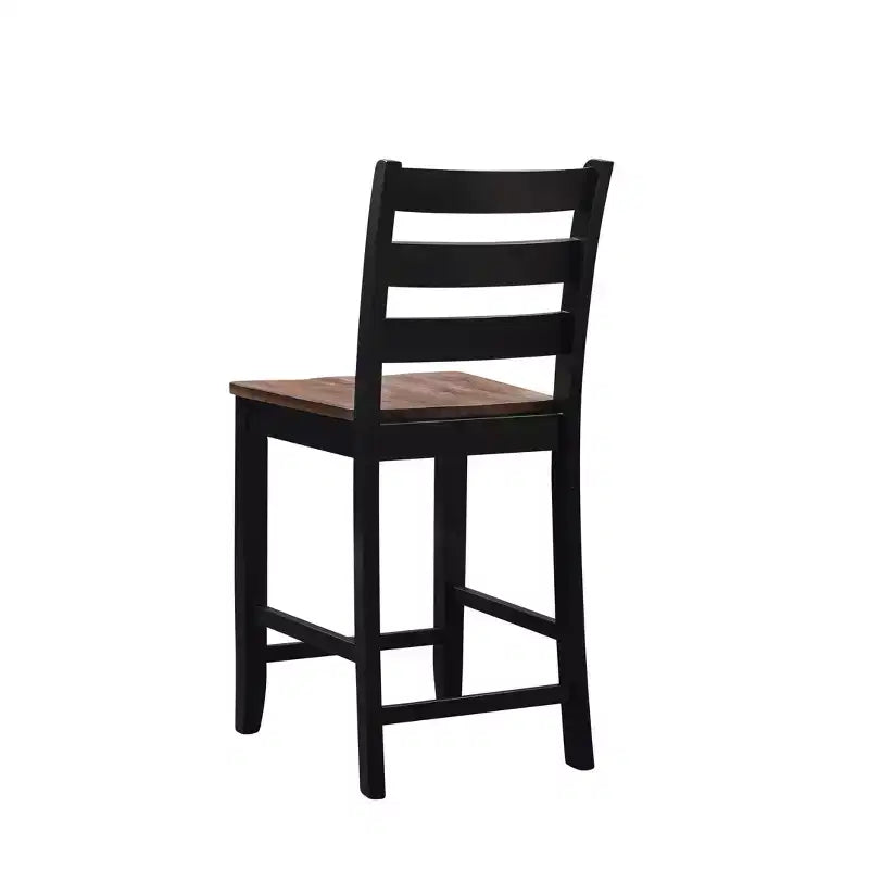 Tabouret de bar à hauteur de comptoir avec dossier en échelle, noir