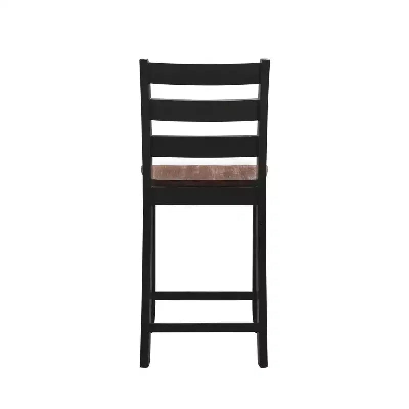 Tabouret de bar à hauteur de comptoir avec dossier en échelle, noir