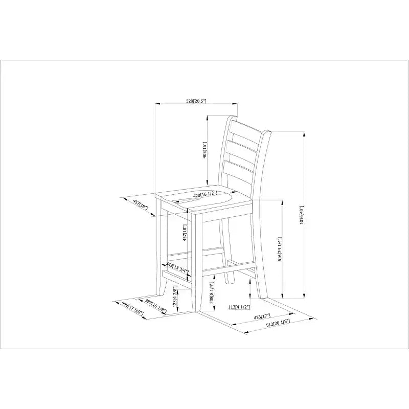 Tabouret de bar à hauteur de comptoir avec dossier en échelle, noir