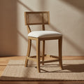 26" Alaina Counter Height Barstool Linen - OSP Home Furnishings: Upholstered, Wood Legs, Armless, Bohemian Style