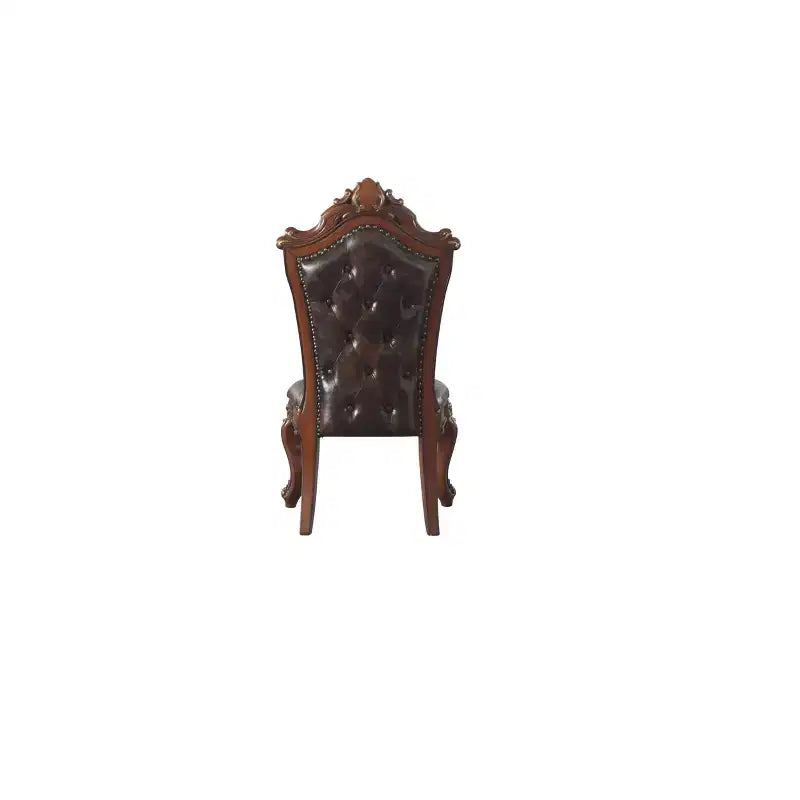 2pc 28" PU Dining Chairs Honey Oak - Upholstered, Antique Pearl Trim, Armless