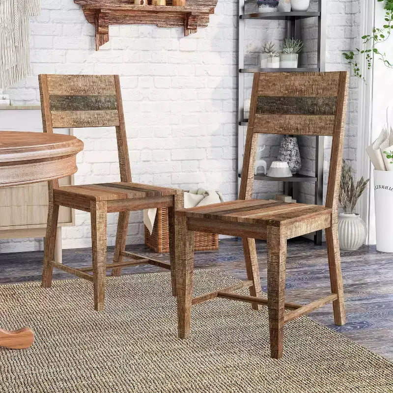 2pk Hoverton Open Back Mango Wood Dining Chairs Warm Natural Tone - Furniture Of America: Rustic Side Chair