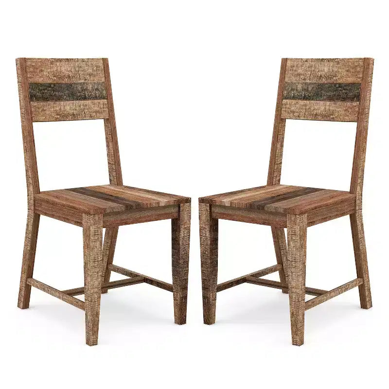Chaises de salle à manger en bois de manguier à dossier ouvert, ton naturel chaud - Chaise d'appoint rustique