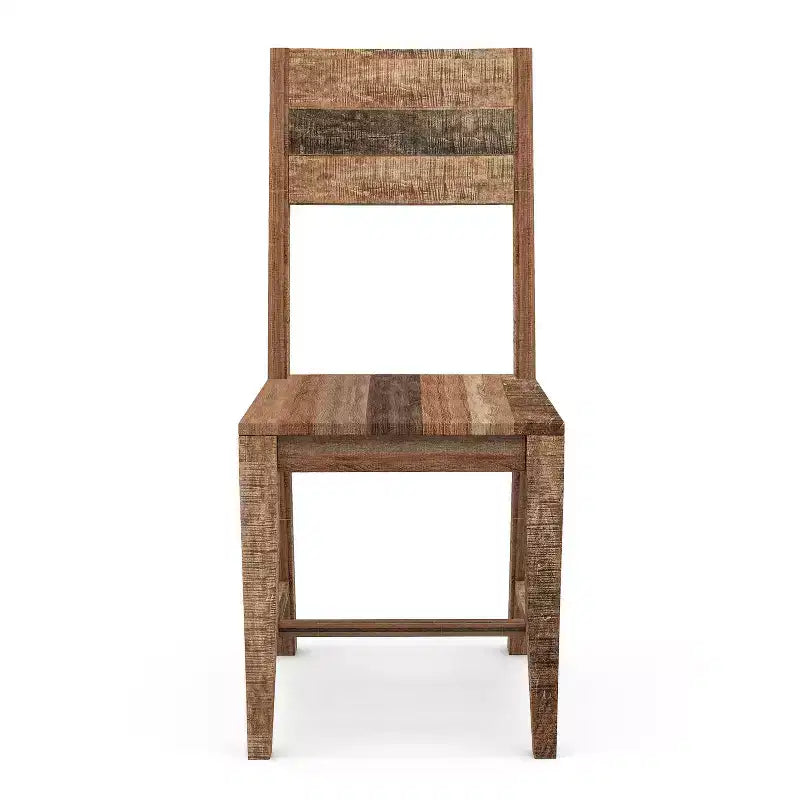 Chaises de salle à manger en bois de manguier à dossier ouvert, ton naturel chaud - Chaise d'appoint rustique