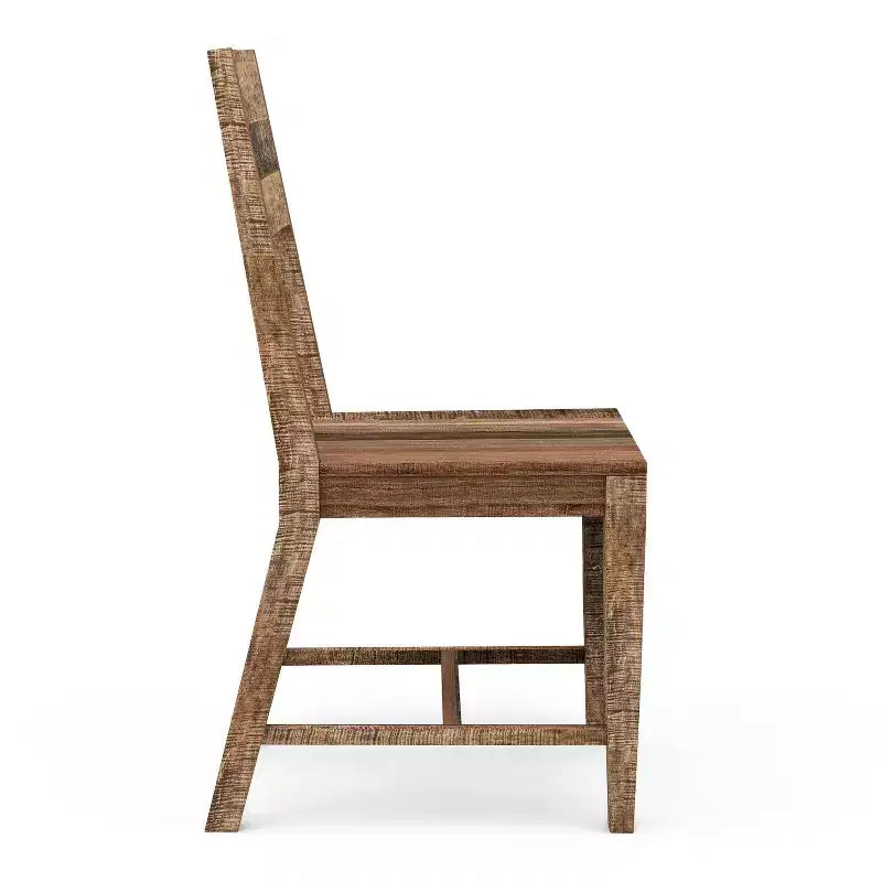 Chaises de salle à manger en bois de manguier à dossier ouvert, ton naturel chaud - Chaise d'appoint rustique