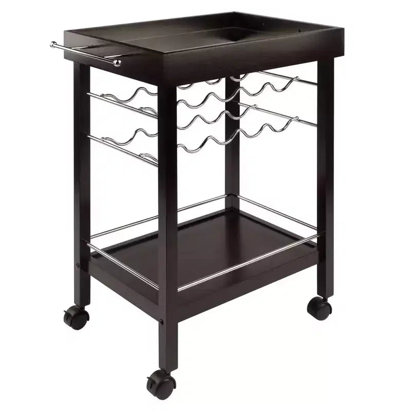 Johnnie Bar Cart Dark Espresso - Winsome: Hardwood Beverage Trolley with Wine Storage, 30 Day Limited Warranty