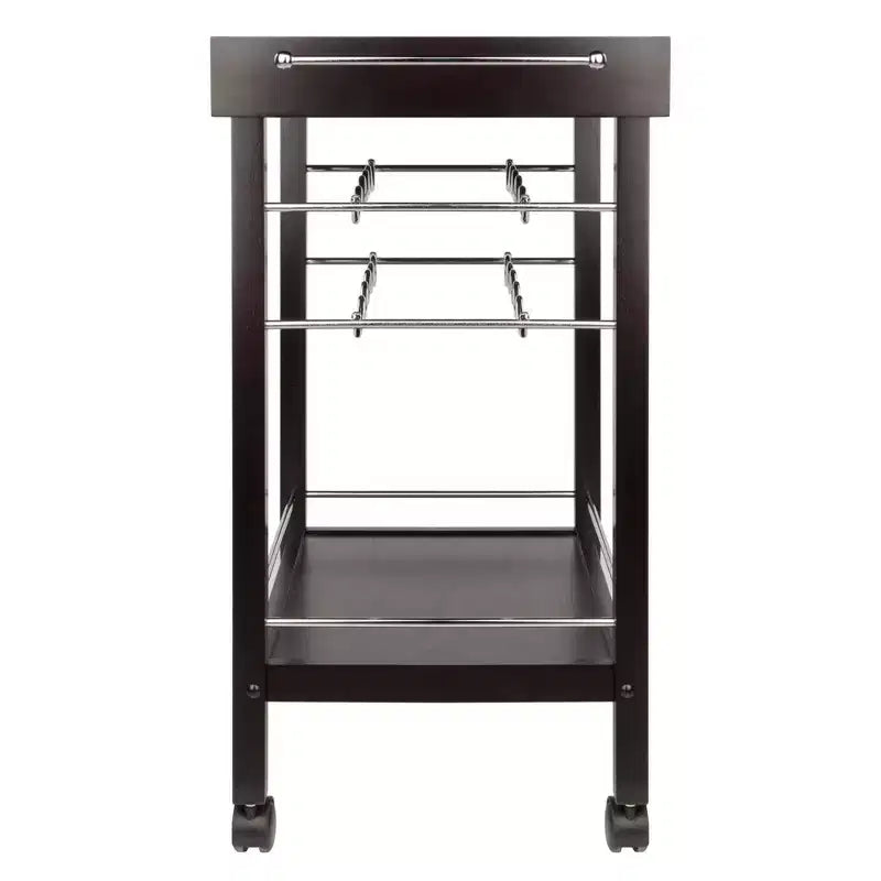 Bar Cart Dark Espresso - Hardwood Beverage Trolley with Wine Storage, 30 Day Limited Warranty