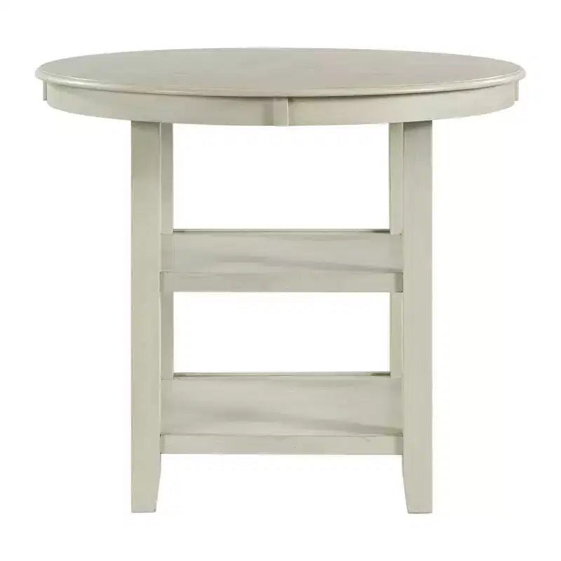 5pc Counter Height Dining Beige - Transitional Round Table, Upholstered Armless Chairs