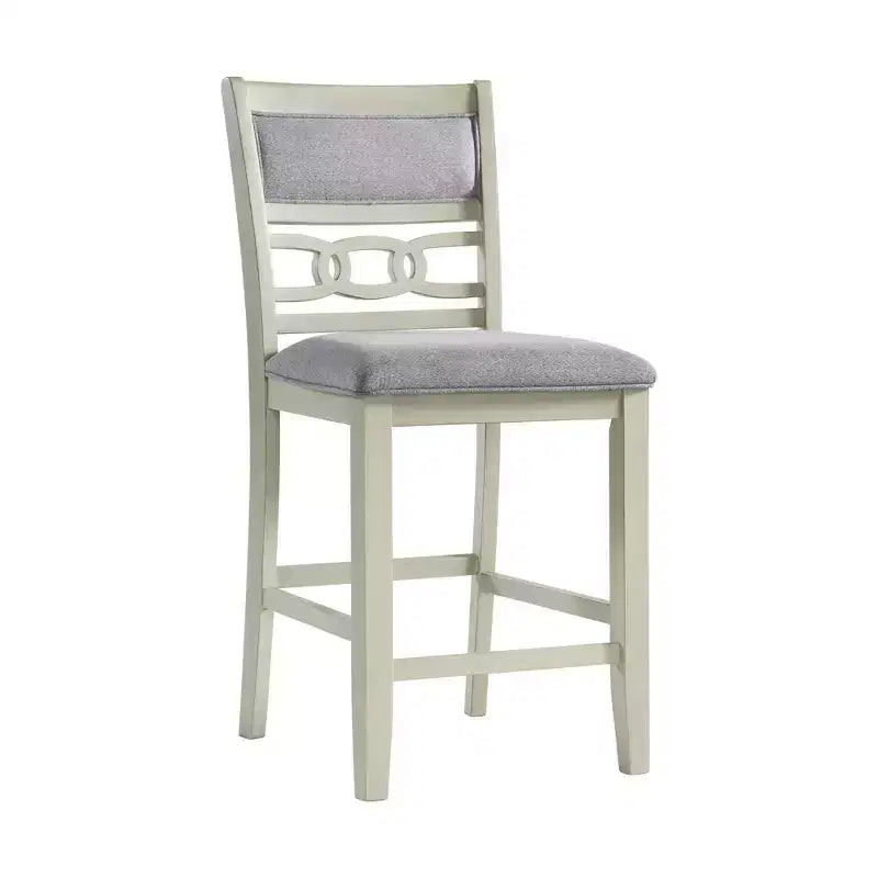 5pc Counter Height Dining Beige - Transitional Round Table, Upholstered Armless Chairs