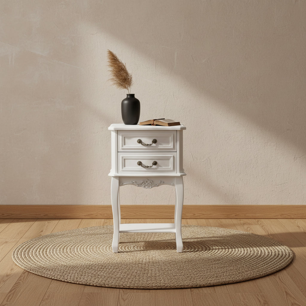 Gabrielle 2 Drawer Wood Nightstand White/Brass - Baxton Studio