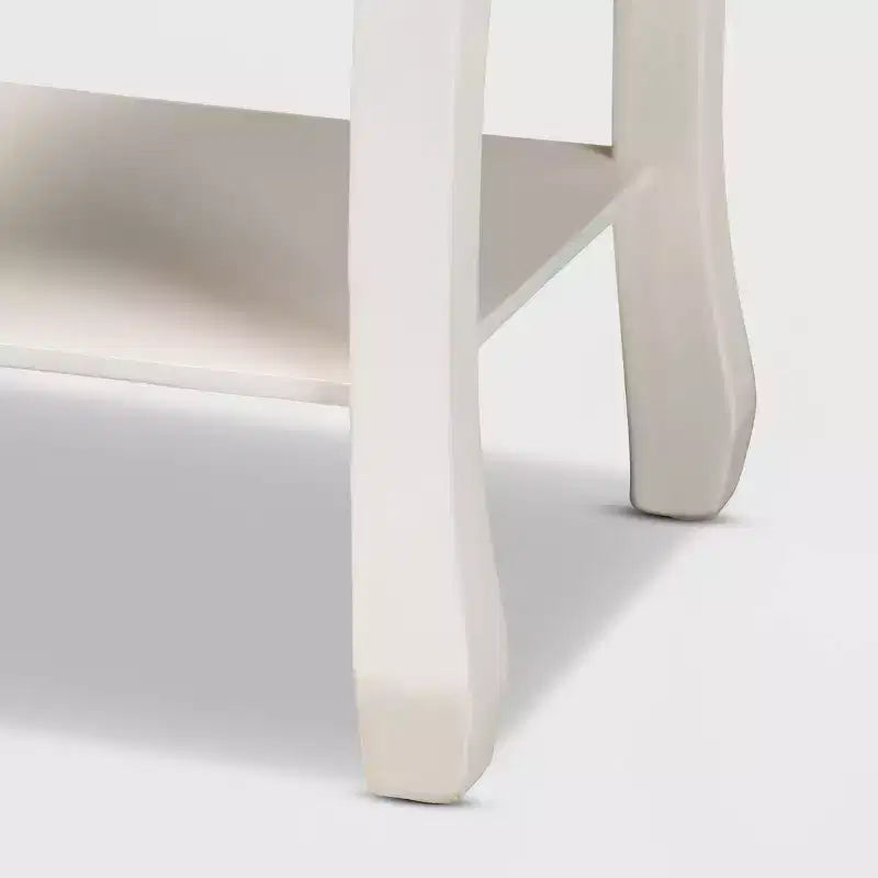Table de chevet en bois 2 tiroirs Blanc/Laiton