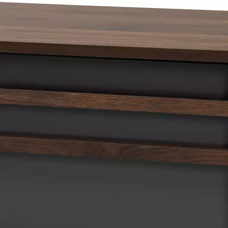 Wood TV Stand for TVs up to 75" Gray/Walnut, Modern Media Console with Storage & Cord Management