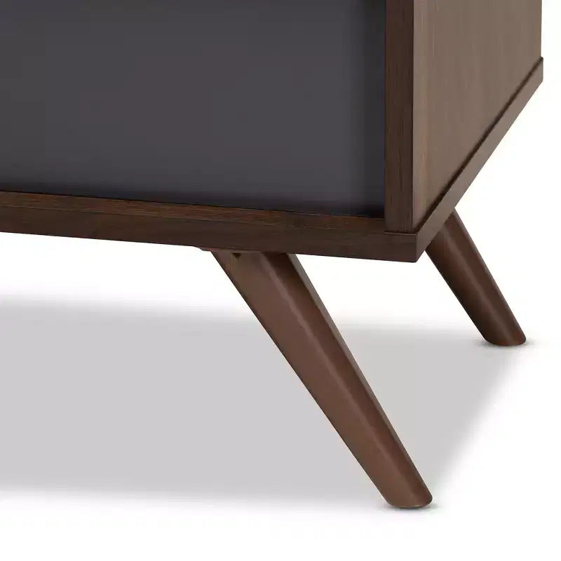 Wood TV Stand for TVs up to 75" Gray/Walnut, Modern Media Console with Storage & Cord Management