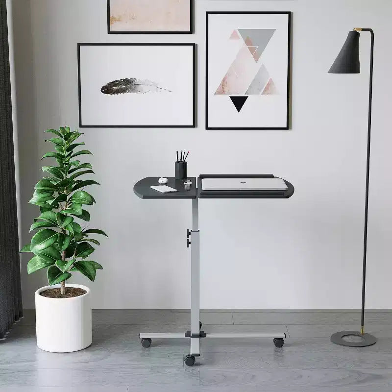 Chariot mobile pour ordinateur portable en acier graphite noir – Station de travail réglable et roulante avec roues verrouillables